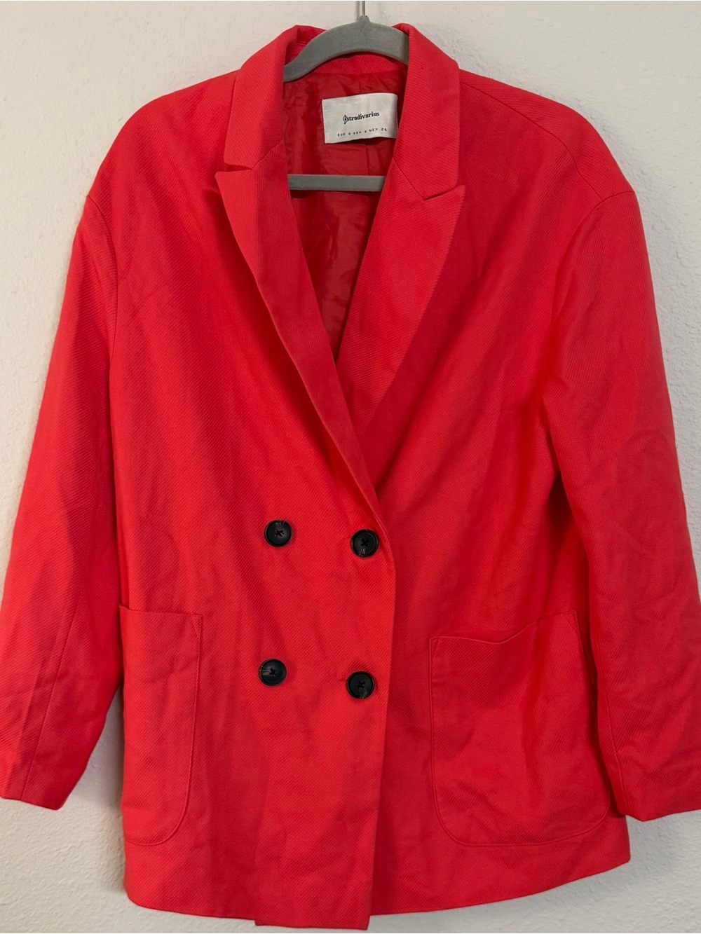 stradivarius Bright Red Double-Breasted Blazer